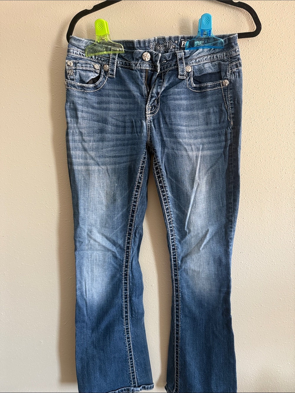 Miss Me Medium Blue Embroidered Waist Denim Jeans